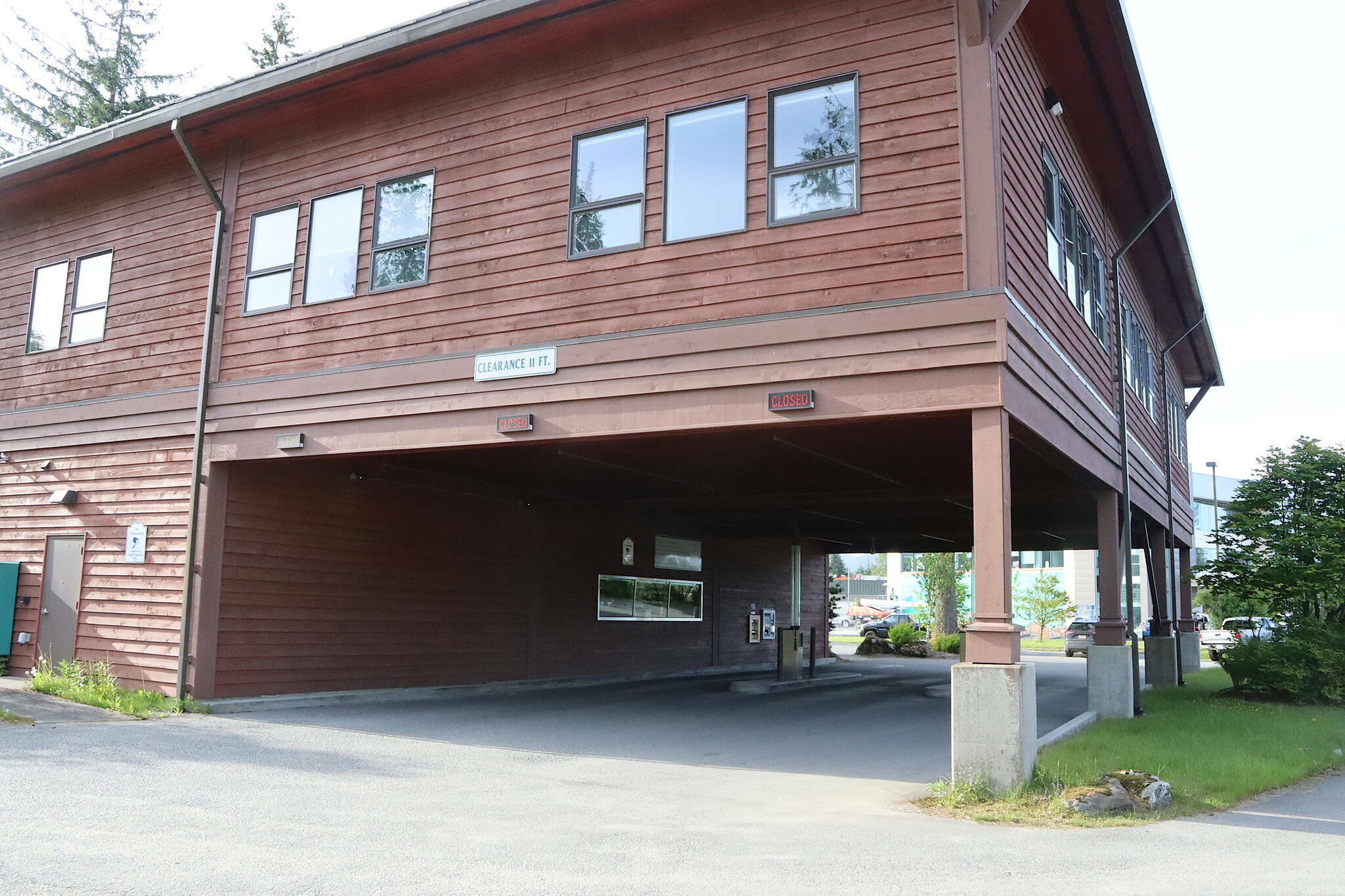 The drive-through of the Mendenhall Valley branch of True North Federal Credit Union, seen on June 13, is where a man was laying down when he was fatally struck by a truck during the early morning hours of June 1. (Mark Sabbatini / Juneau Empire file photo)