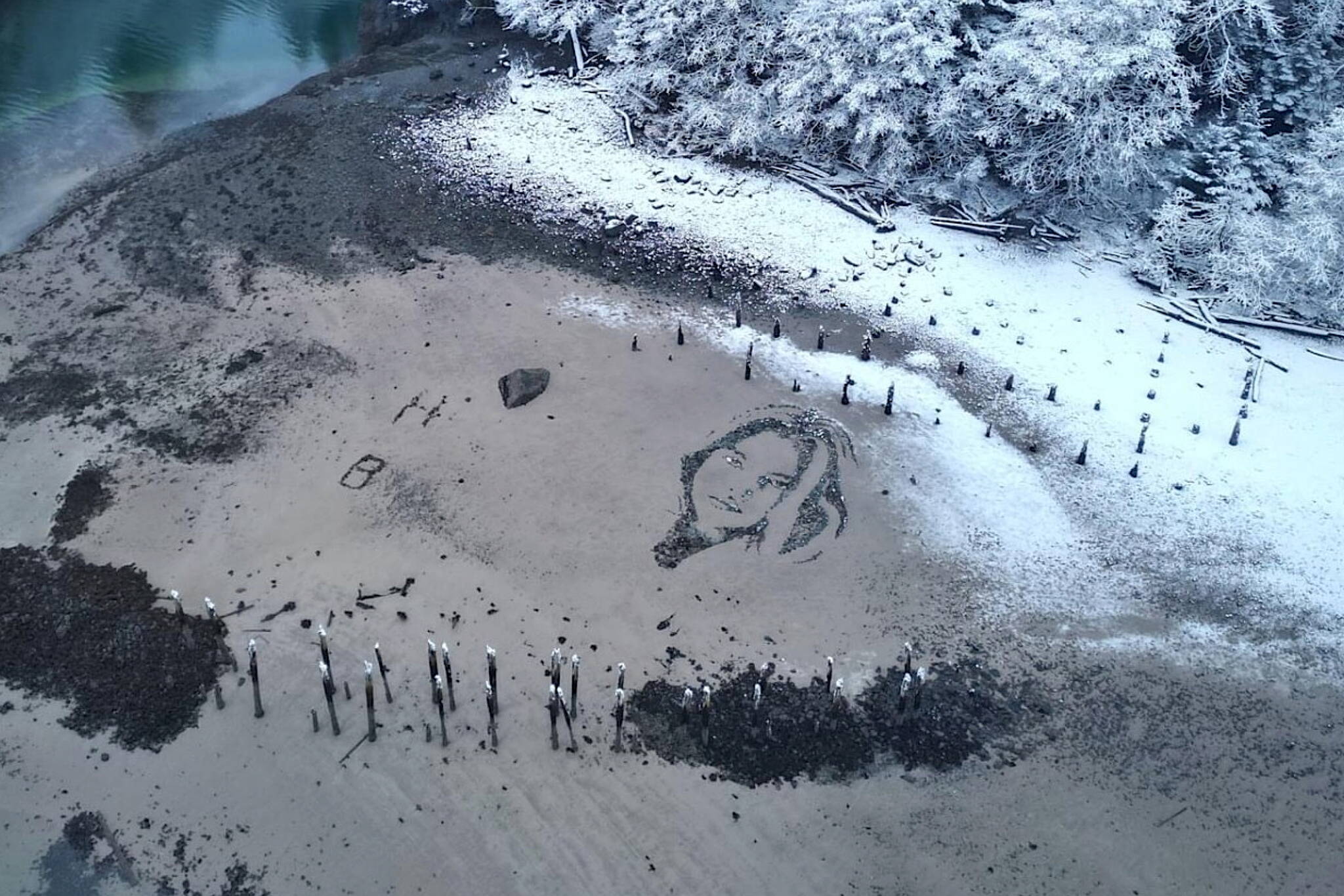 A profile of a South African model is seen on the surface of Sandy Beach on Nov 18. (Photo by Elliot Welch shared by Juneau Parks and Recreation)