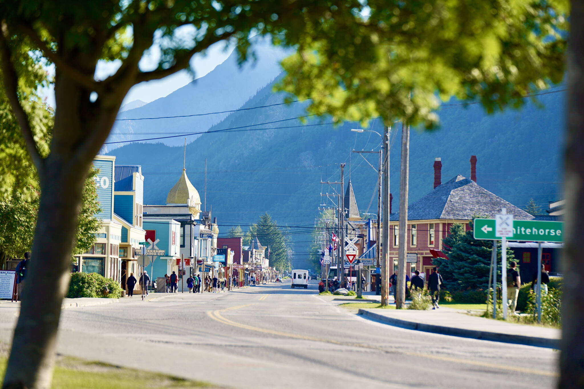 Skagway’s main street during tour season. (Photo by Shaelene Grace Moler)