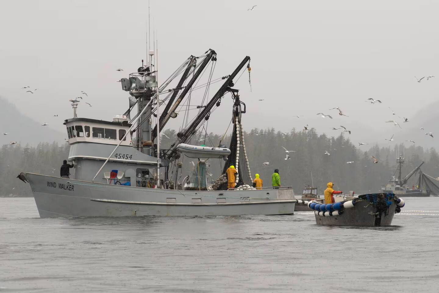 The fishing vessel Wind Walker fishes near Sitka on March 29, 2022. (James Poulson/The Daily Sitka Sentinel)