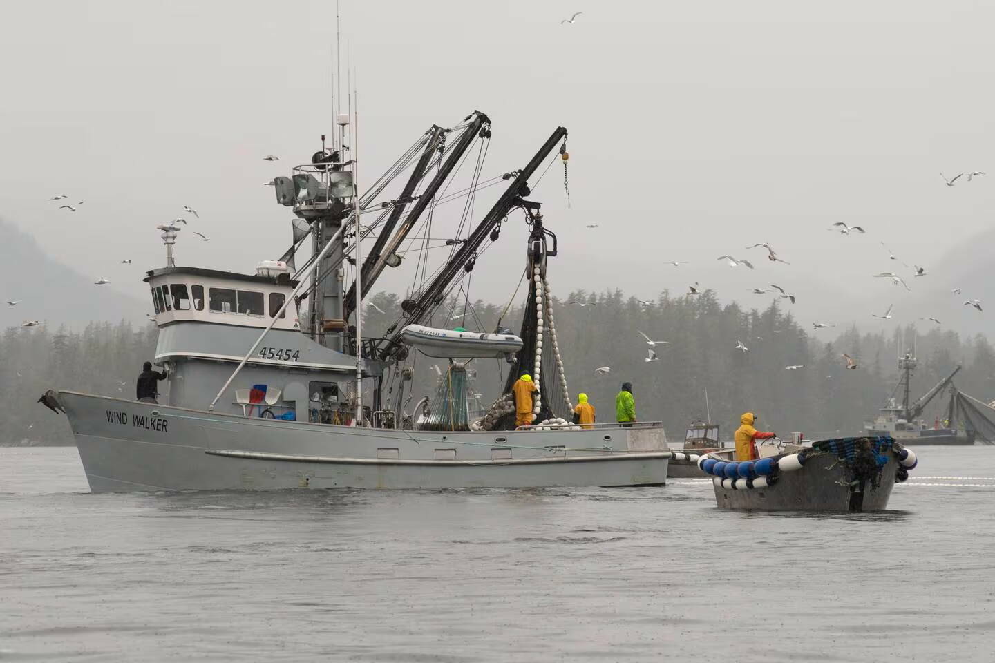 The fishing vessel Wind Walker fishes near Sitka on March 29, 2022. (James Poulson / The Daily Sitka Sentinel)