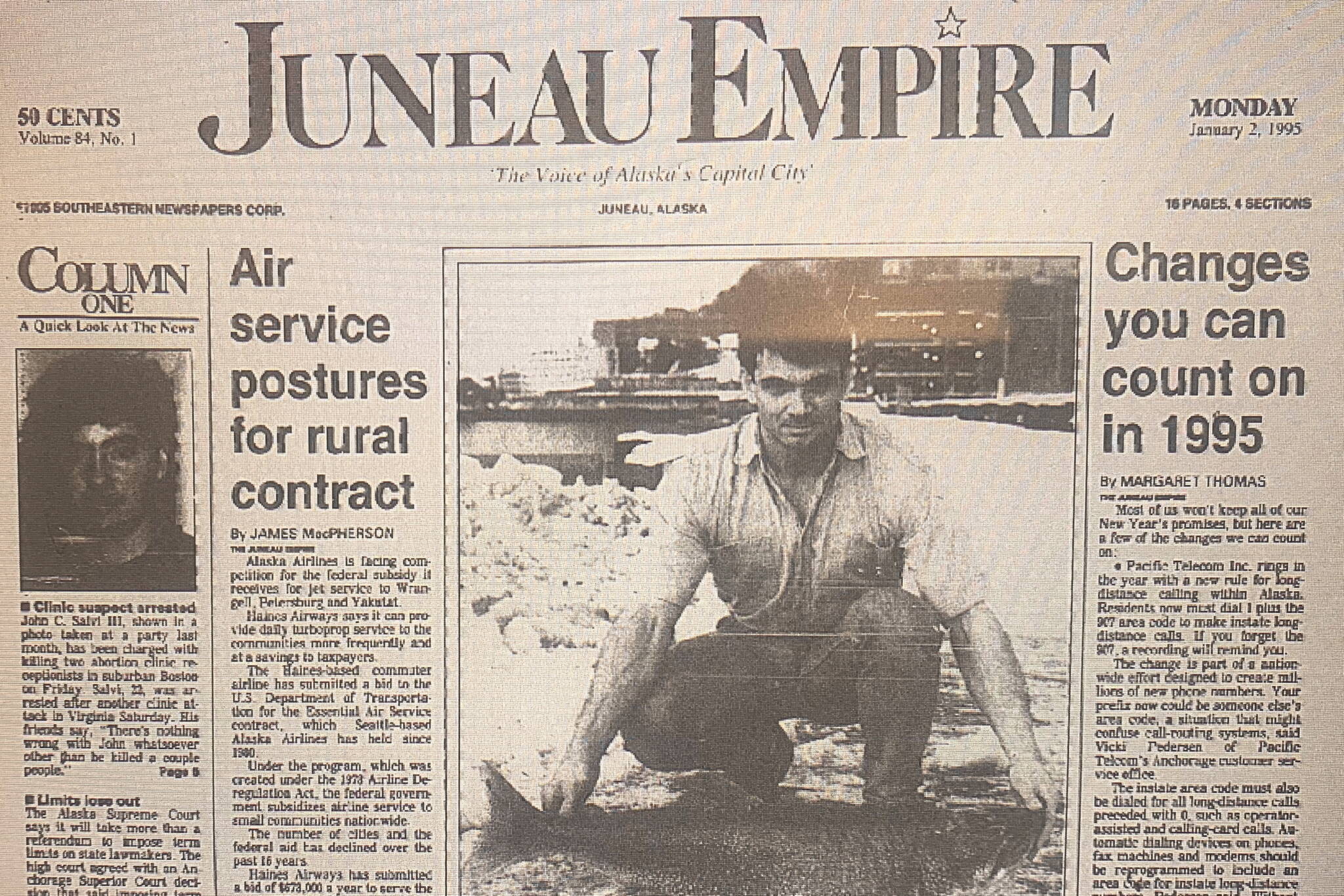 The front page of the Juneau Empire on Jan. 2, 1995. (Mark Sabbatini / Juneau Empire)