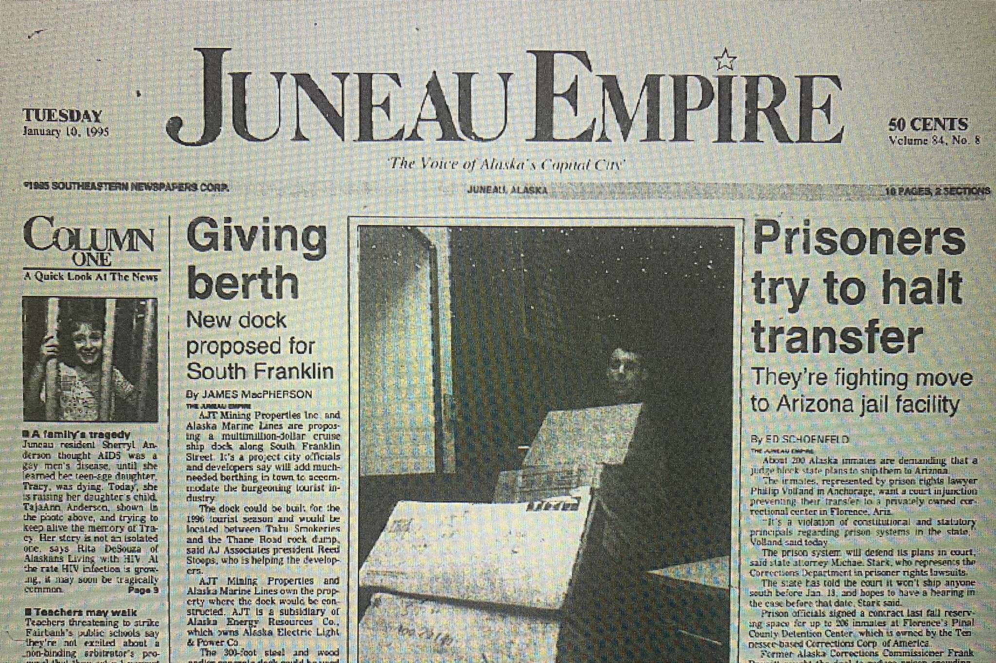 The front page of the Juneau Empire on Jan. 10, 1995. (Mark Sabbatini / Juneau Empire)