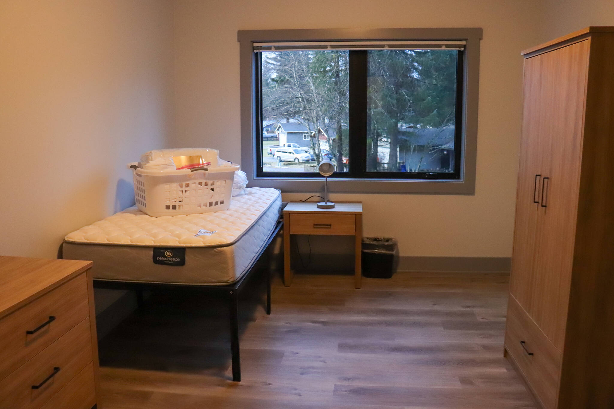 A bedroom awaiting a future resident is seen upstairs at Haven House on Tuesday. (Jasz Garrett / Juneau Empire)