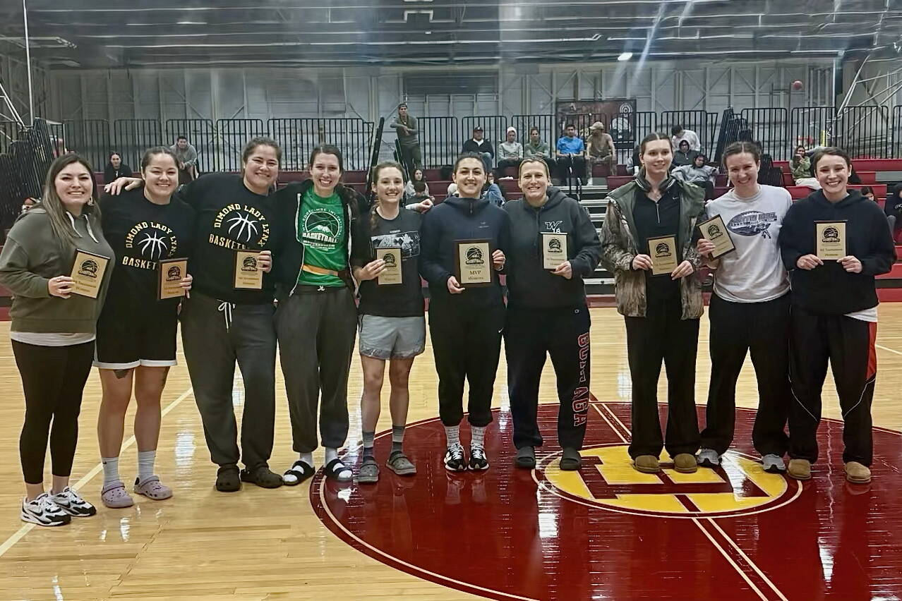 Members of the Women’s Division all-tournament team at last week’s Mt. Edgecumbe Invitational Basketball Tournament at the MEHS B.J. McGillis Gymnasium. (Photo courtesy MEHS)