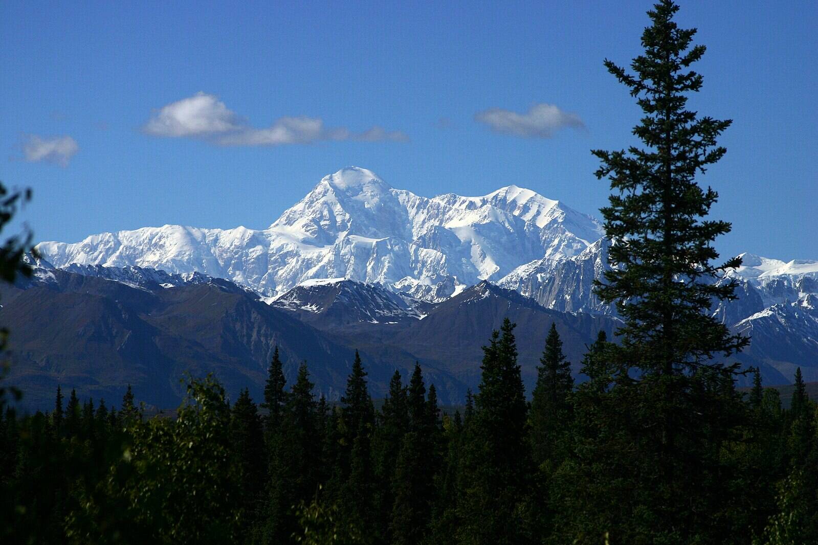 Mount McKinley, officially renamed from Denali as of Friday, is seen in the distance. (National Park Service photo)