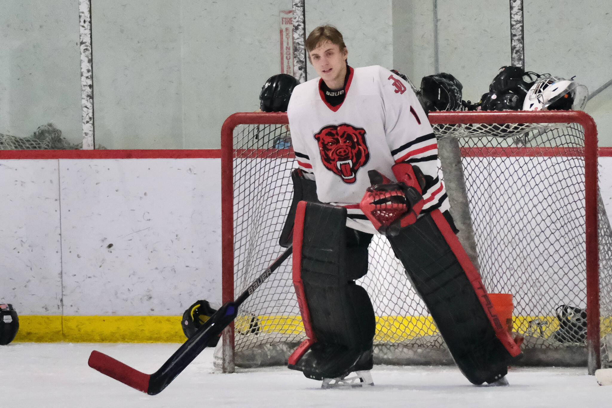 Juneau-Douglas High School: Yadaa.at Kalé senior Caleb Friend (#1). (Klas Stolpe / Juneau Empire)