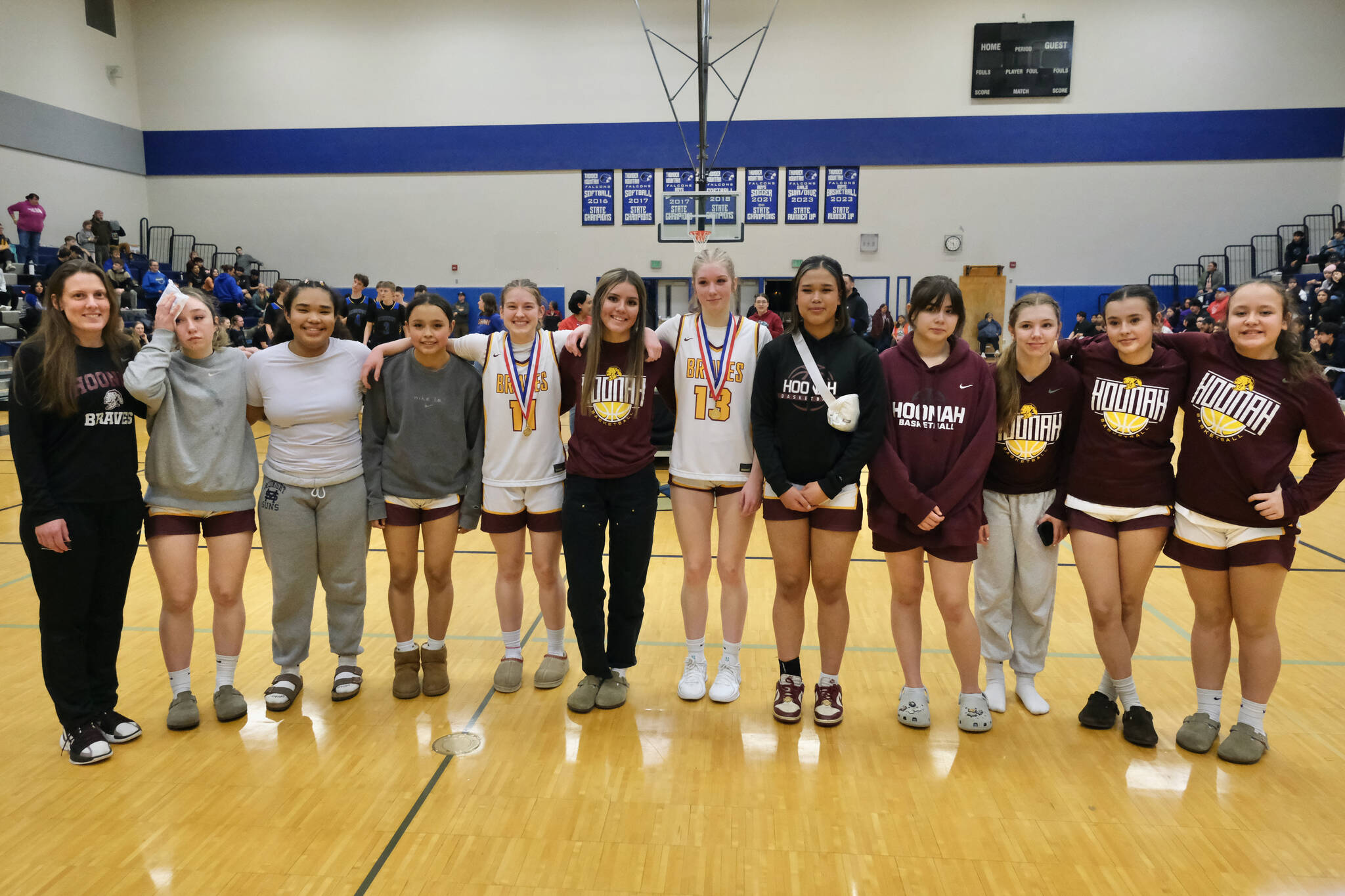 The Region V 1A Girls runner-up Hoonah Braves. (Klas Stolpe / Juneau Empire)