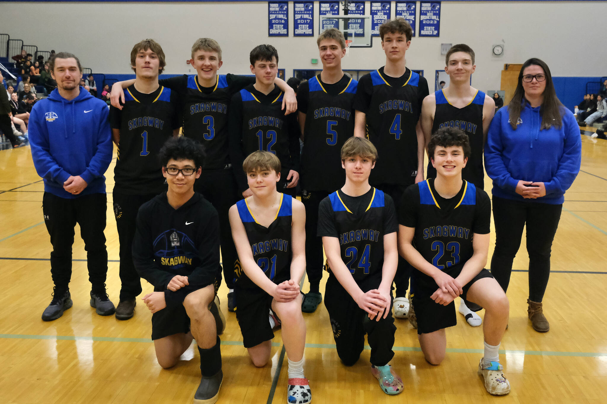 The Region V 1A boys runner-up Skagway Panthers. (Klas Stolpe / Juneau Empire)